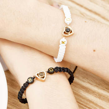 Bracelet De Projection De Photo Tressé Personnalisé, Corde En Queue De Poisson, Bracelet De Couple, Cadeaux Pour Amoureux - votrecollierprenomfr