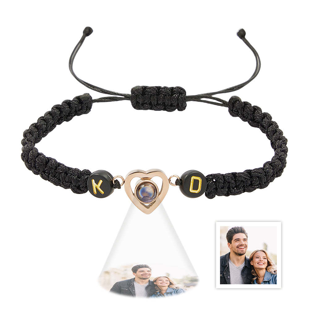 Bracelet De Projection De Photo Tressé Personnalisé, Corde En Queue De Poisson, Bracelet De Couple, Cadeaux Pour Amoureux - votrecollierprenomfr