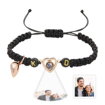 Bracelet Magnétique De Projection De Photo Tressé Personnalisé, Corde En Queue De Poisson, Bracelet De Couple, Cadeaux Pour Amoureux - votrecollierprenomfr