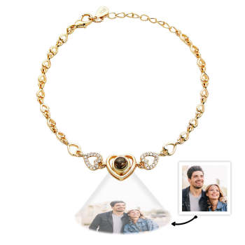 Bracelet Photo Personnalisé Avec Projection De Cœur, Bracelet Photo Commémoratif, Cadeau Pour Elle - votrecollierprenomfr