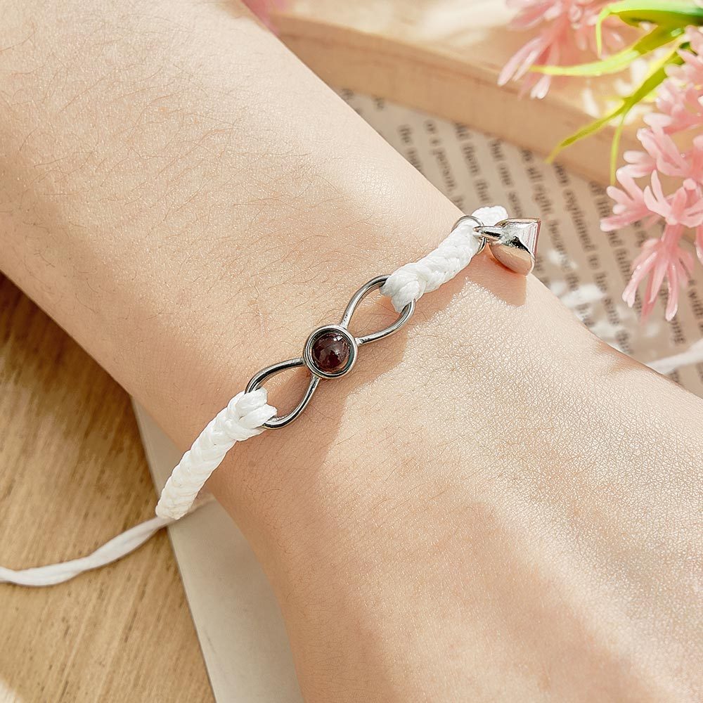 Bracelet De Projection De Photo Personnalisé, Bracelet Magnétique En Cœur Tissé, Cadeau Pour Couple - votrecollierprenomfr