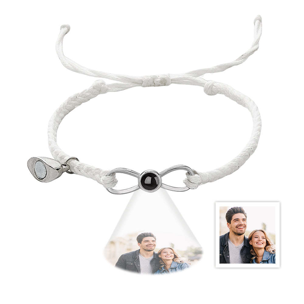 Bracelet De Projection De Photo Personnalisé, Bracelet Magnétique En Cœur Tissé, Cadeau Pour Couple - votrecollierprenomfr
