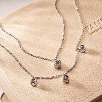 Collier Photo Double Chaîne, Collier De Projection Personnalisé, Cadeau Pour Femmes - votrecollierprenomfr