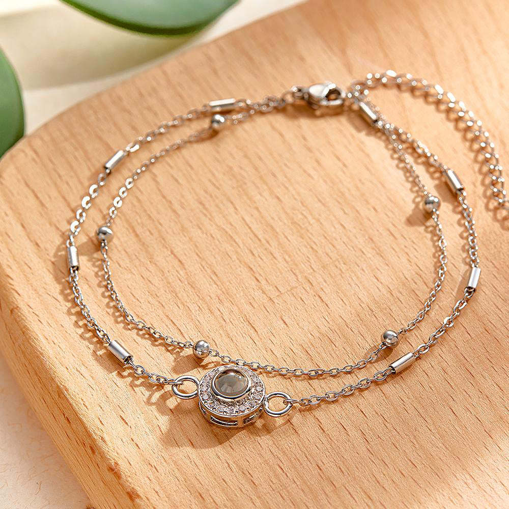 Bracelet De Projection Personnalisé Double Couche Diamant Grace Gift - votrecollierprenomfr