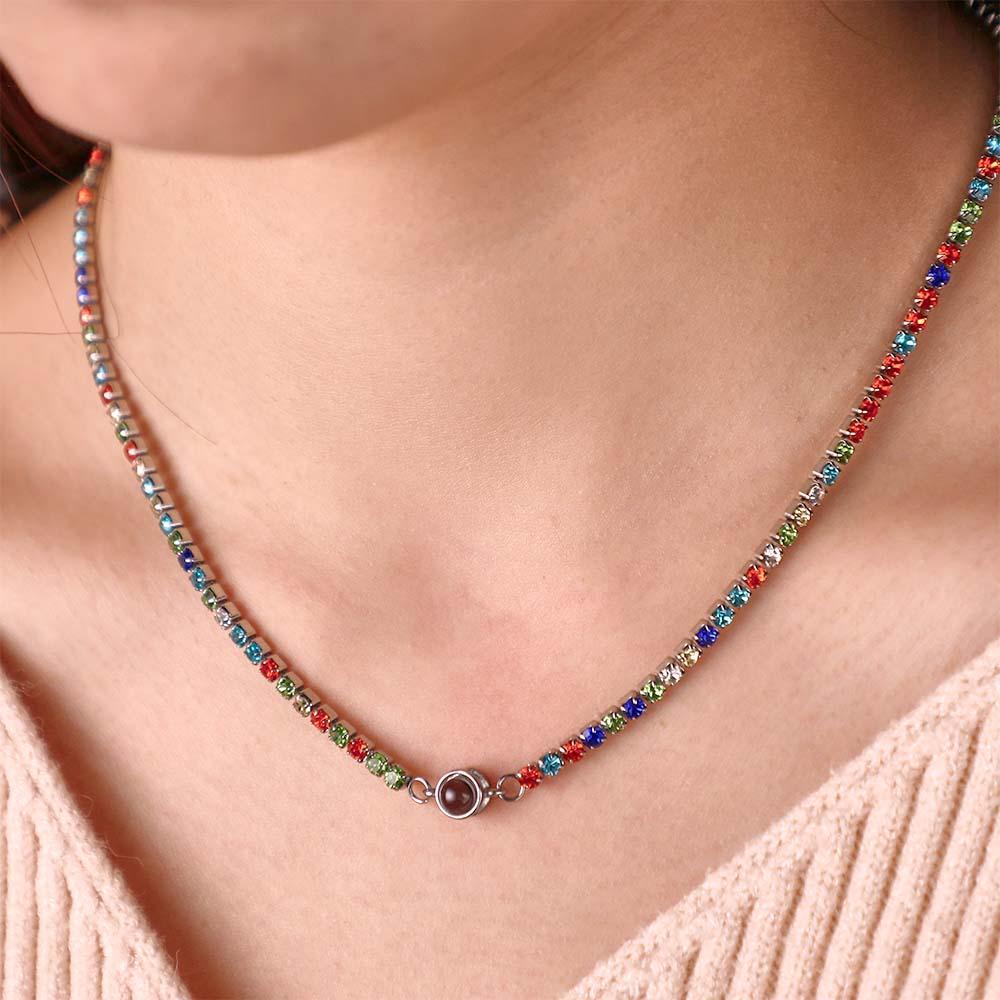 Collier De Projection De Photo Personnalisé, Chaîne De Tennis À La Mode, Cadeau - votrecollierprenomfr