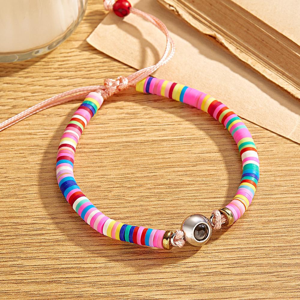 Bracelet Projection Photo Personnalisé Rose Cadeau Tendre Pour Elle - votrecollierprenomfr