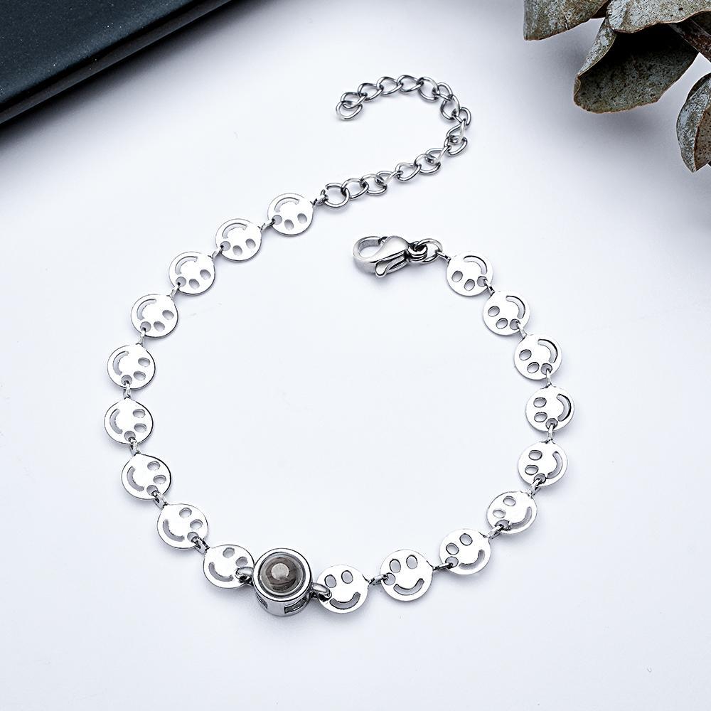 Bracelet De Projection Personnalisé, Chaîne Smiley, Cadeau D'amour Pour Couple - votrecollierprenomfr