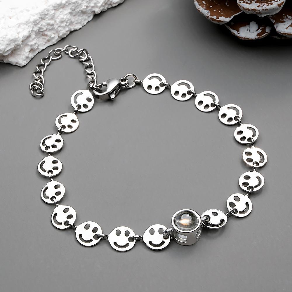 Bracelet De Projection Personnalisé, Chaîne Smiley, Cadeau D'amour Pour Couple - votrecollierprenomfr