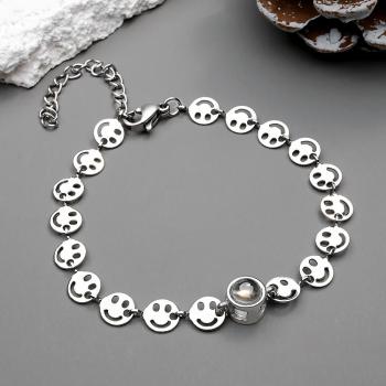 Bracelet De Projection Personnalisé, Chaîne Smiley, Cadeau D'amour Pour Couple - votrecollierprenomfr