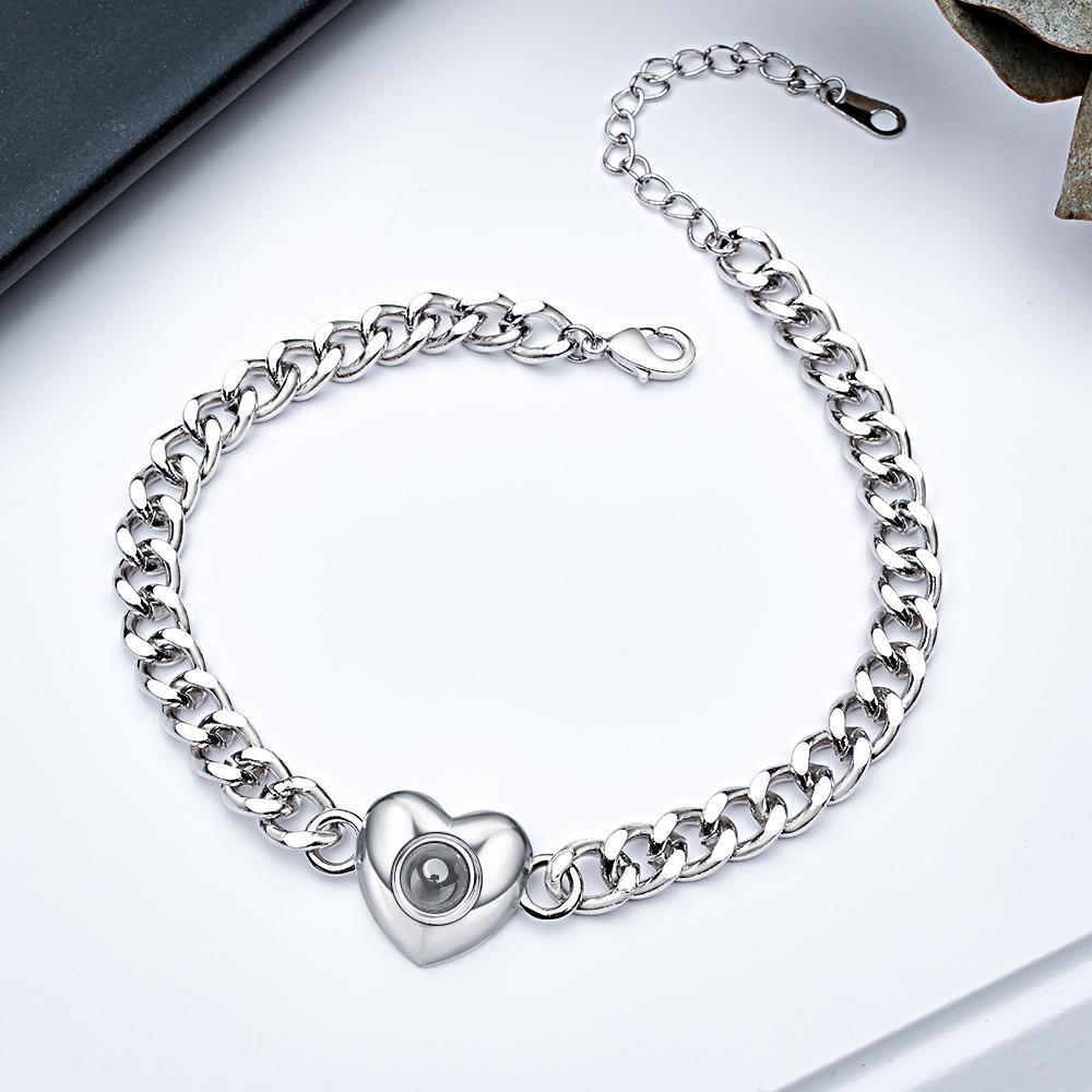 Bracelet De Projection Personnalisé Chaîne Cubaine Cadeau Simple - votrecollierprenomfr