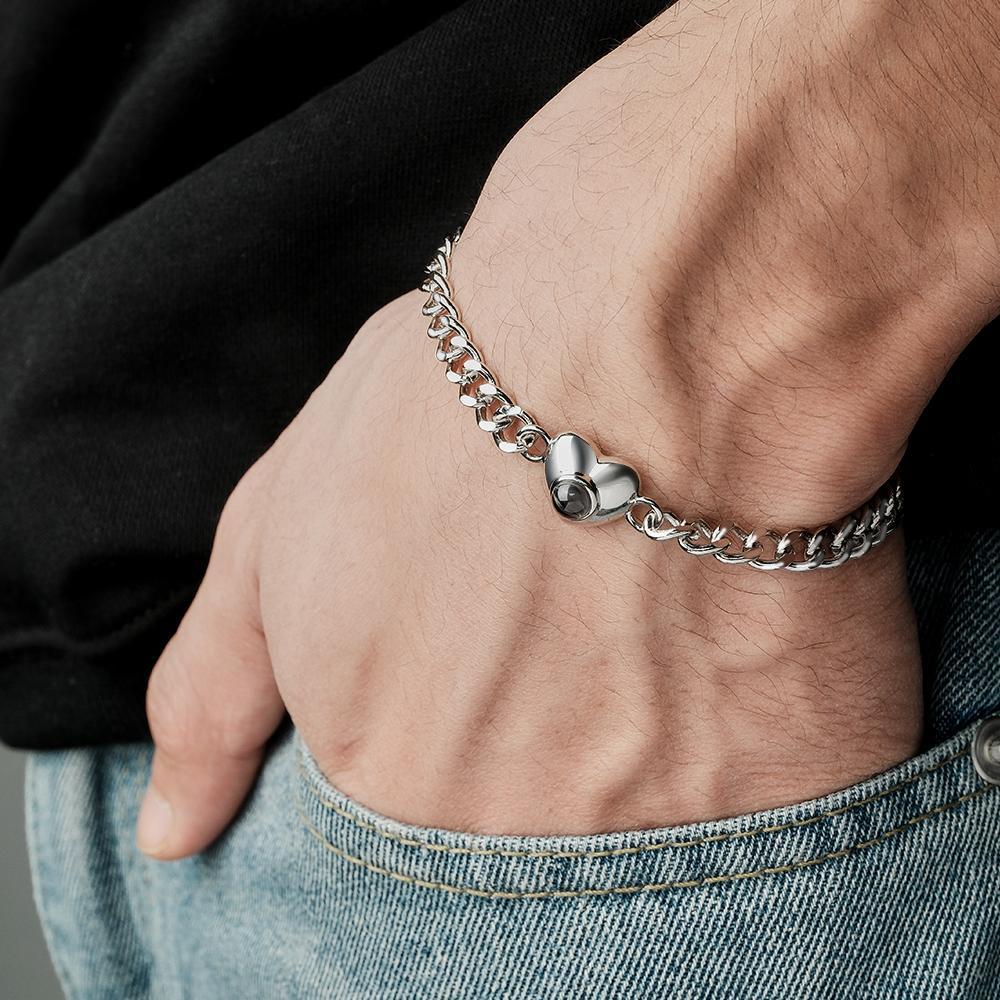 Bracelet De Projection Personnalisé Chaîne Cubaine Cadeau Simple - votrecollierprenomfr