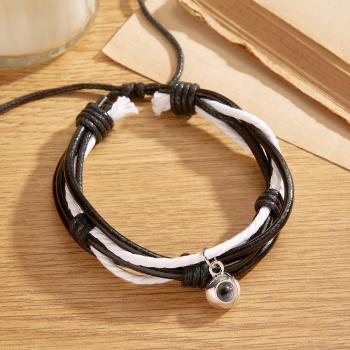 Cadeau Personnalisé De Tressage De Cordon De Bracelet De Projection Pour Lui - votrecollierprenomfr