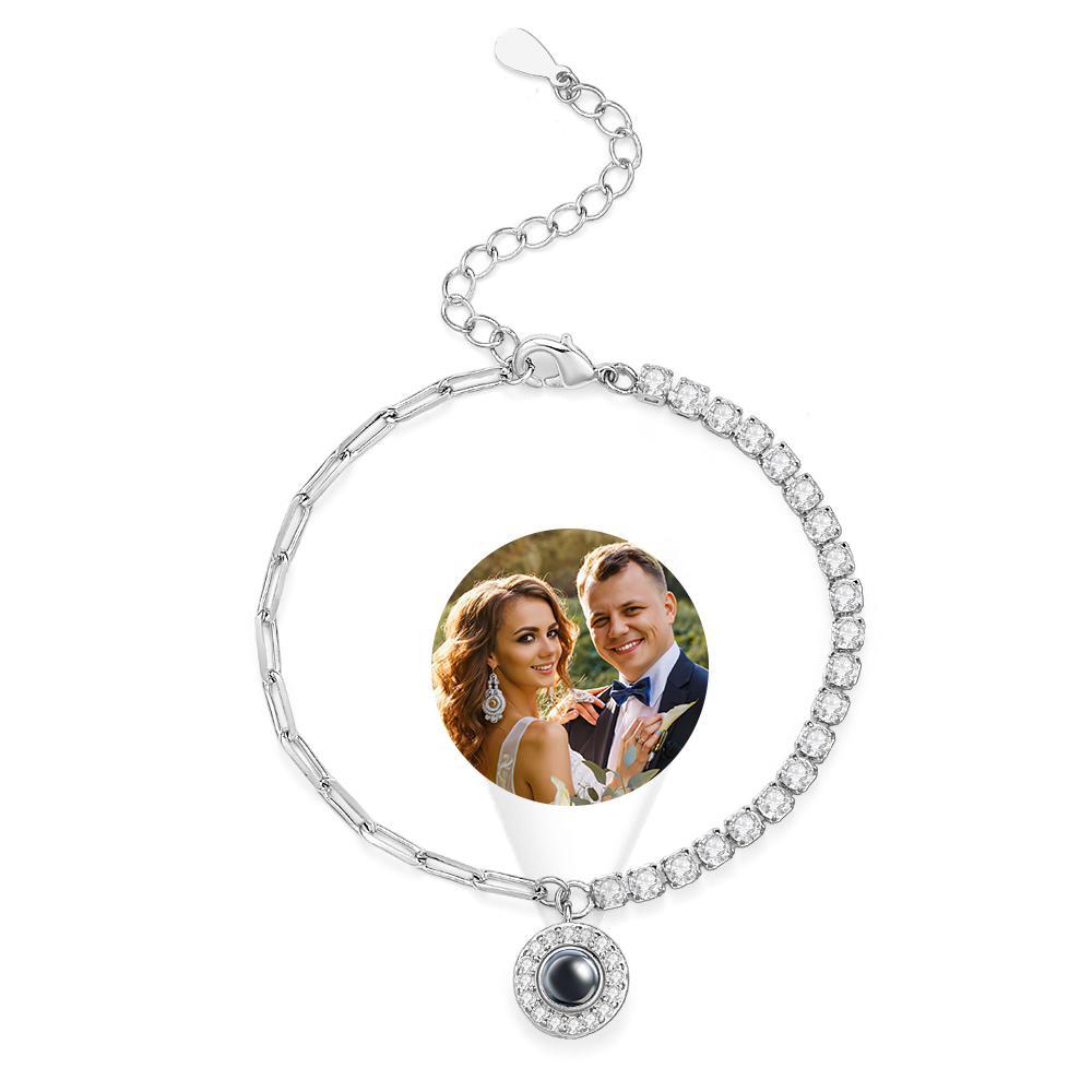 Bracelet De Projection Personnalisé, Pendentif Rond, Chaîne Cadeau - votrecollierprenomfr