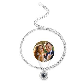 Bracelet De Projection Personnalisé, Pendentif Rond, Chaîne Cadeau - votrecollierprenomfr