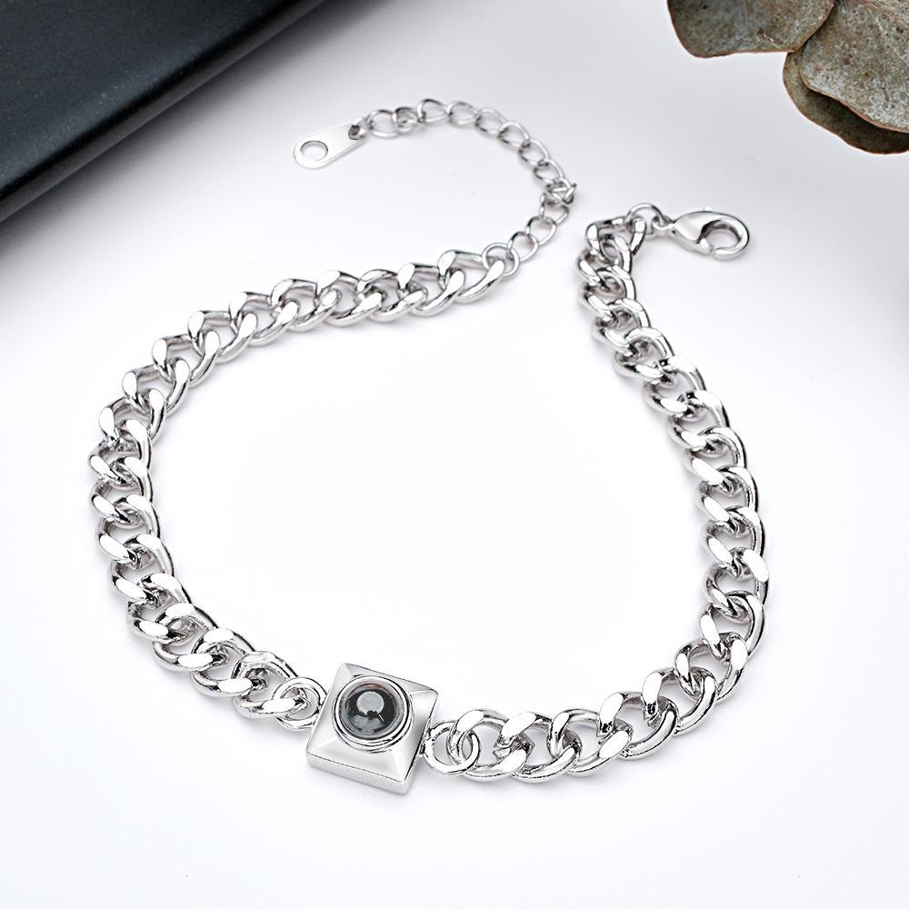 Bracelet De Projection Personnalisé, Chaîne Carrée, Cadeau Simple - votrecollierprenomfr