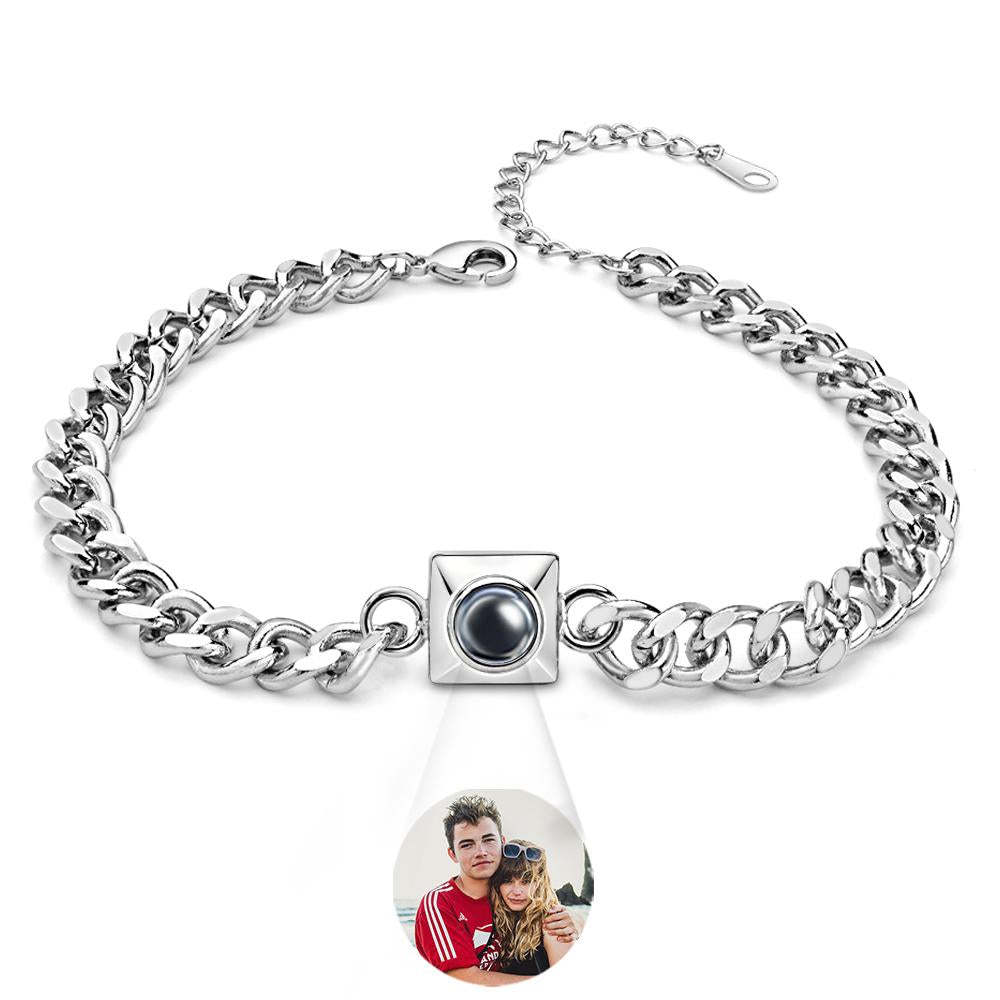 Bracelet De Projection Personnalisé, Chaîne Carrée, Cadeau Simple - votrecollierprenomfr
