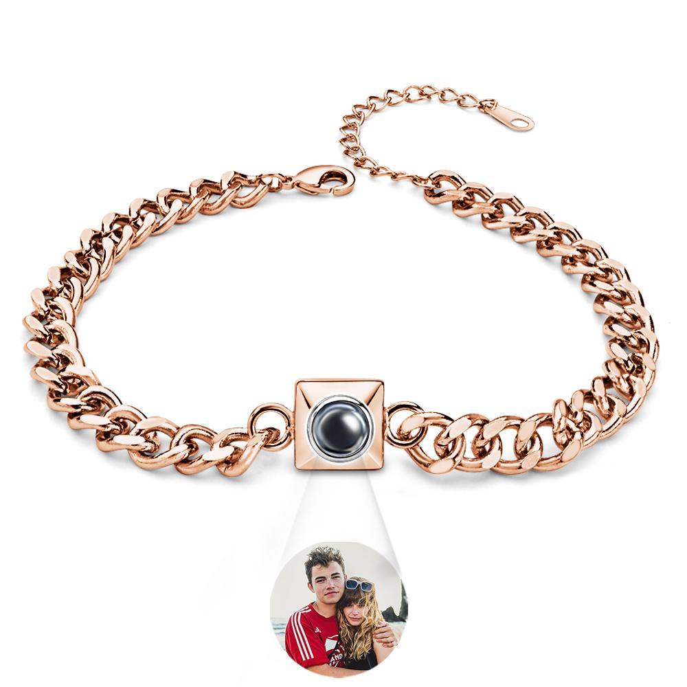 Bracelet De Projection Personnalisé, Chaîne Carrée, Cadeau Simple - votrecollierprenomfr