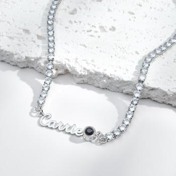 Collier De Projection De Nom Personnalisé, Chaîne De Tennis, Cadeau Simple - votrecollierprenomfr