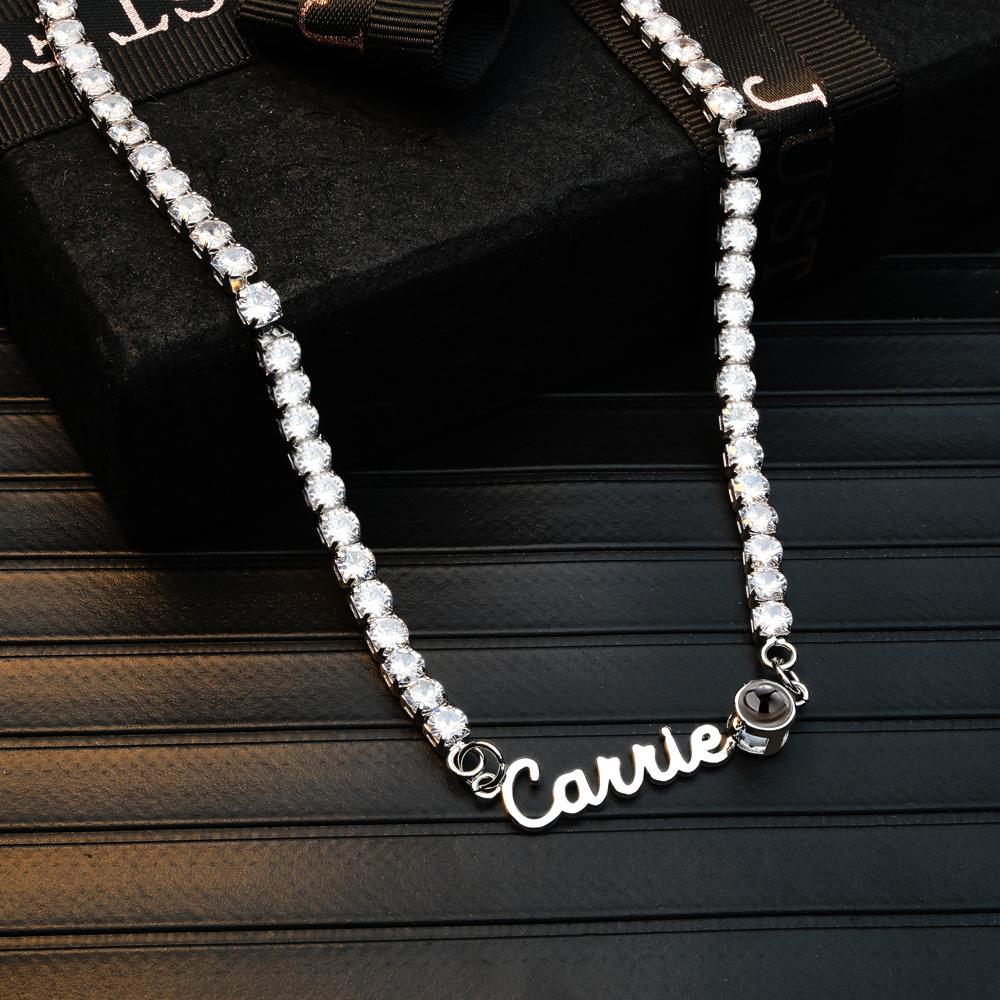 Collier De Projection De Nom Personnalisé, Chaîne De Tennis, Cadeau Simple - votrecollierprenomfr