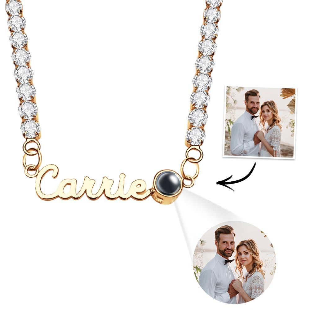 Collier De Projection De Nom Personnalisé, Chaîne De Tennis, Cadeau Simple - votrecollierprenomfr