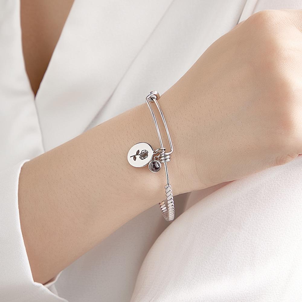 Bracelet De Projection Personnalisé Fleur D'anniversaire Cadeau De Saint Valentin - votrecollierprenomfr