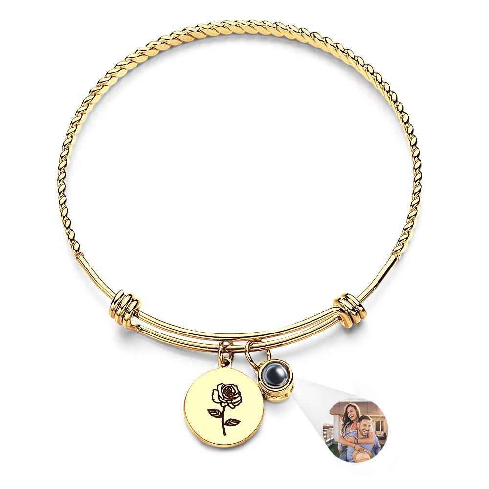 Bracelet De Projection Personnalisé Fleur D'anniversaire Cadeau De Saint Valentin - votrecollierprenomfr