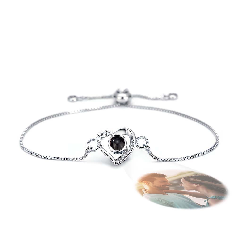 Bracelet De Projection Personnalisé Diamant Coeur Cadeau Romantique - votrecollierprenomfr