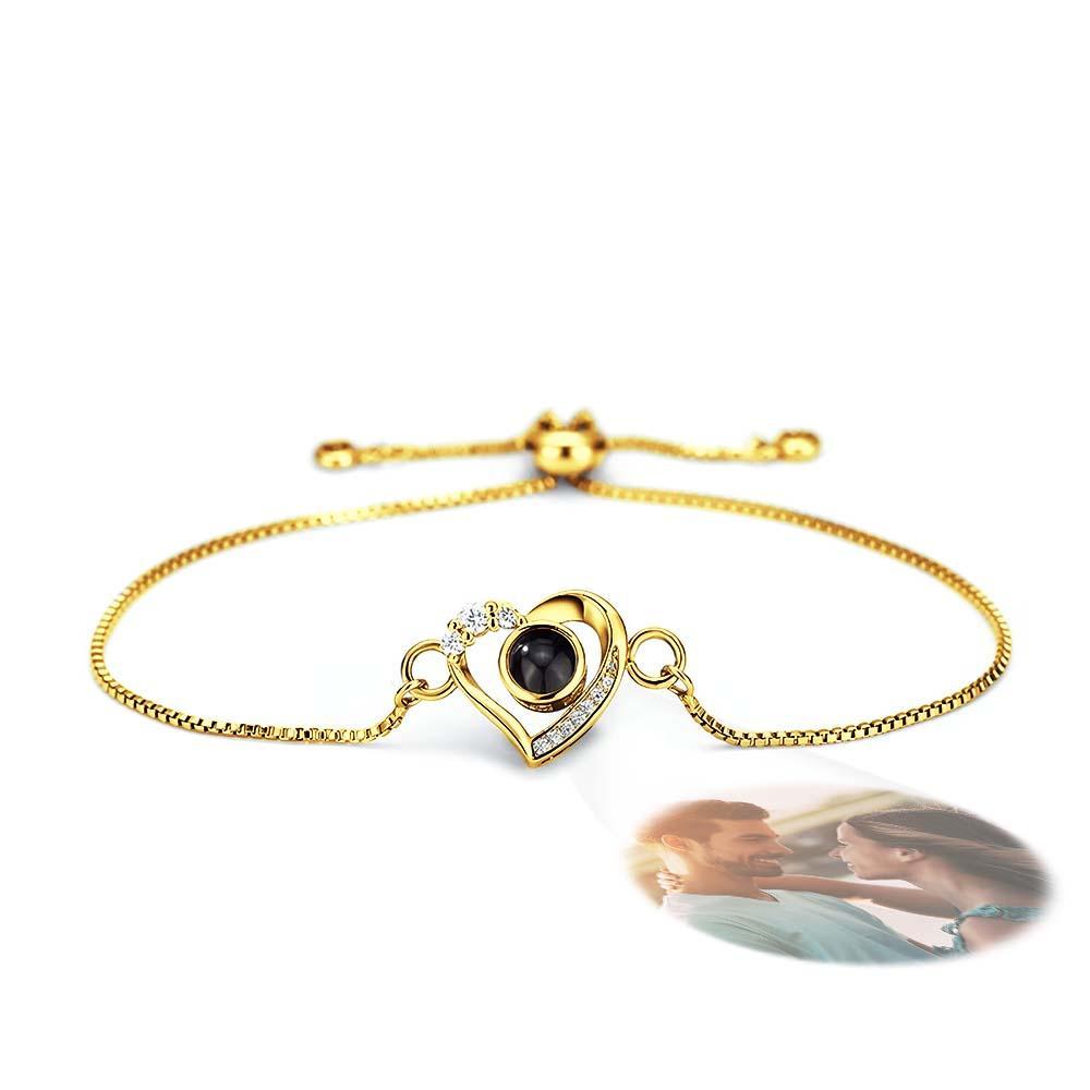 Bracelet De Projection Personnalisé Diamant Coeur Cadeau Romantique - votrecollierprenomfr