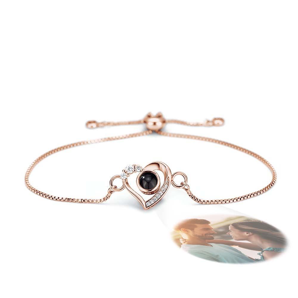 Bracelet De Projection Personnalisé Diamant Coeur Cadeau Romantique - votrecollierprenomfr
