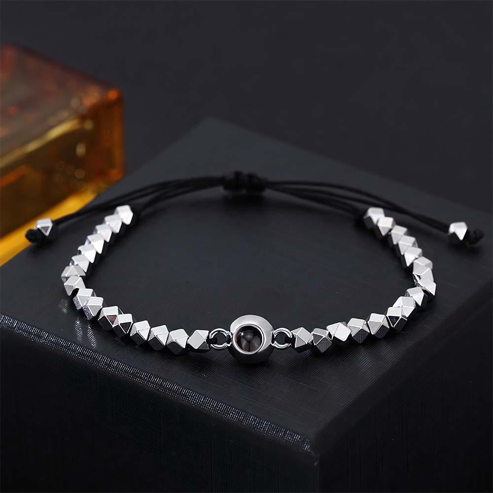 Bracelet De Projection Personnalisé, Perles De Forme Spéciale, Cadeau Pour Lui - votrecollierprenomfr