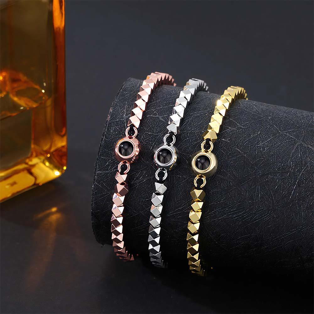 Bracelet De Projection Personnalisé, Perles De Forme Spéciale, Cadeau Pour Lui - votrecollierprenomfr