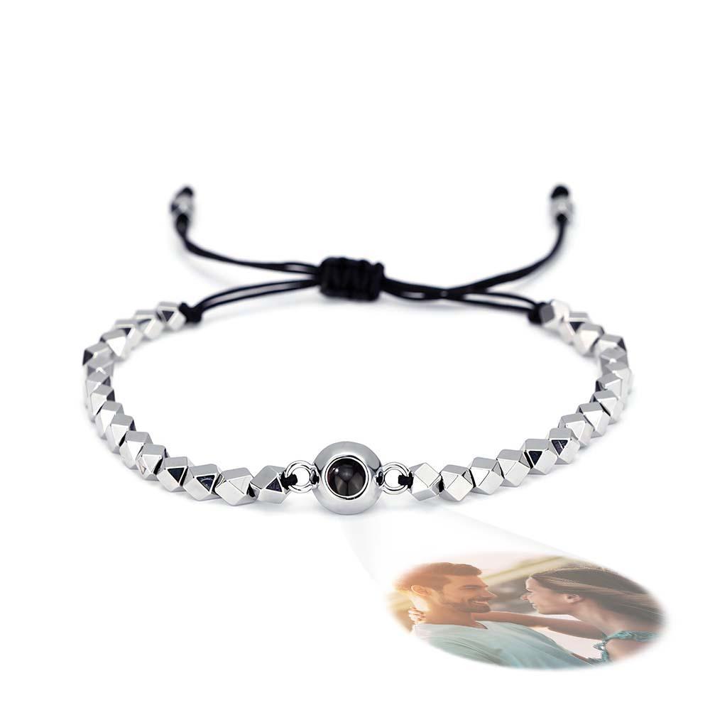Bracelet De Projection Personnalisé, Perles De Forme Spéciale, Cadeau Pour Lui - votrecollierprenomfr