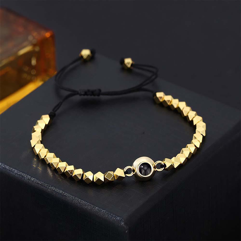 Bracelet De Projection Personnalisé, Perles De Forme Spéciale, Cadeau Pour Lui - votrecollierprenomfr