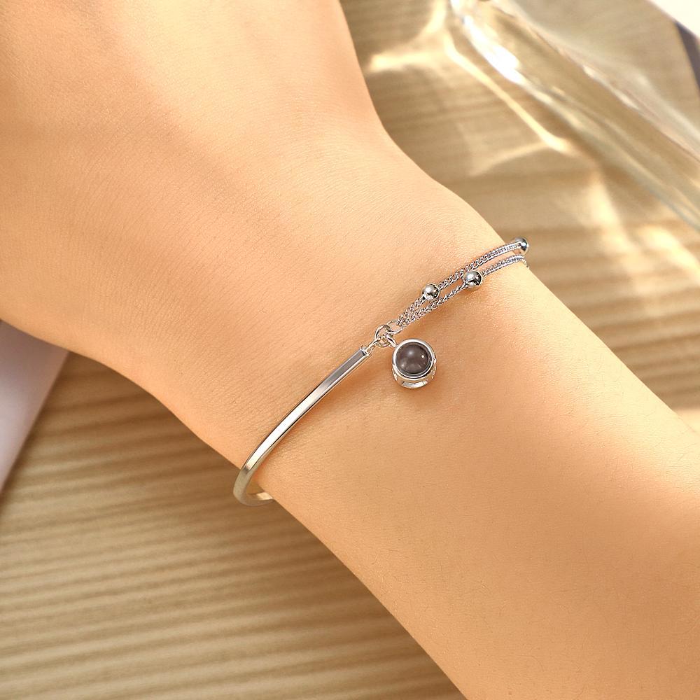 Bracelet De Projection De Photos Personnalisé, Cadeau À Double Chaîne Pour Elle - votrecollierprenomfr