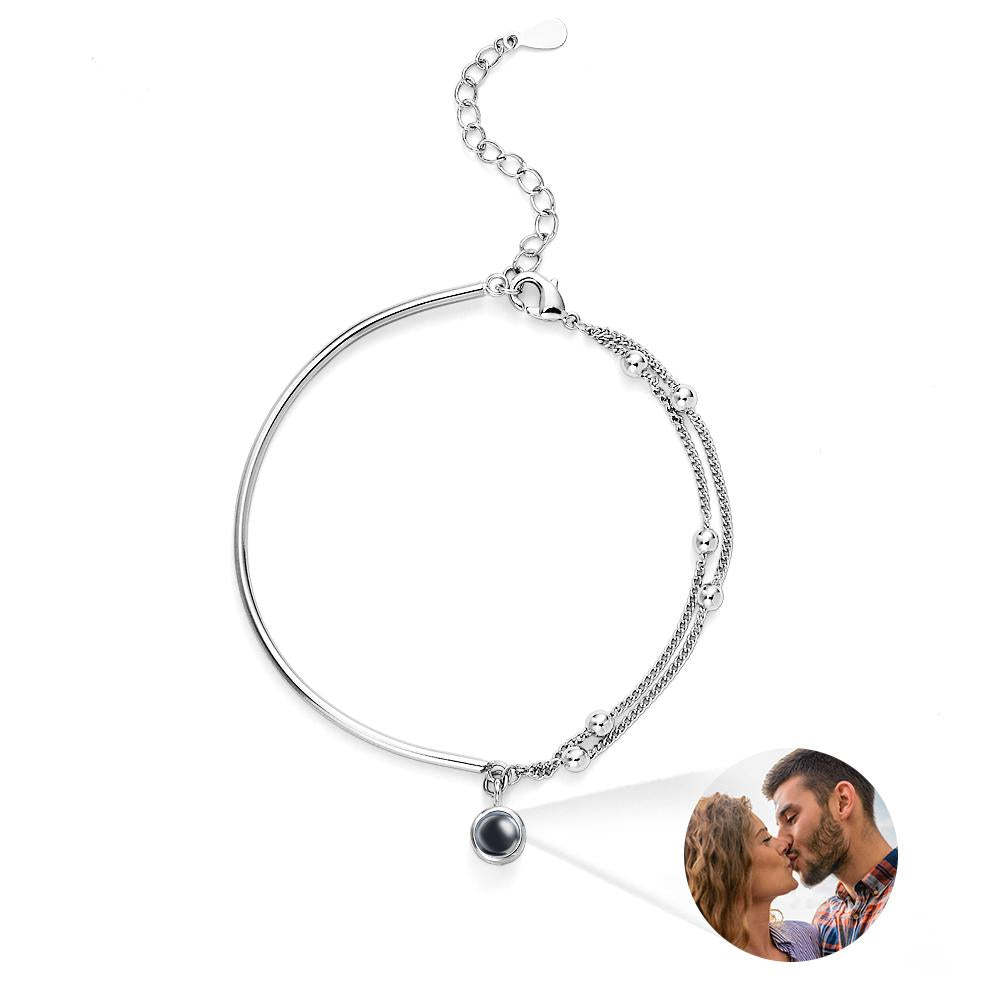 Bracelet De Projection De Photos Personnalisé, Cadeau À Double Chaîne Pour Elle - votrecollierprenomfr