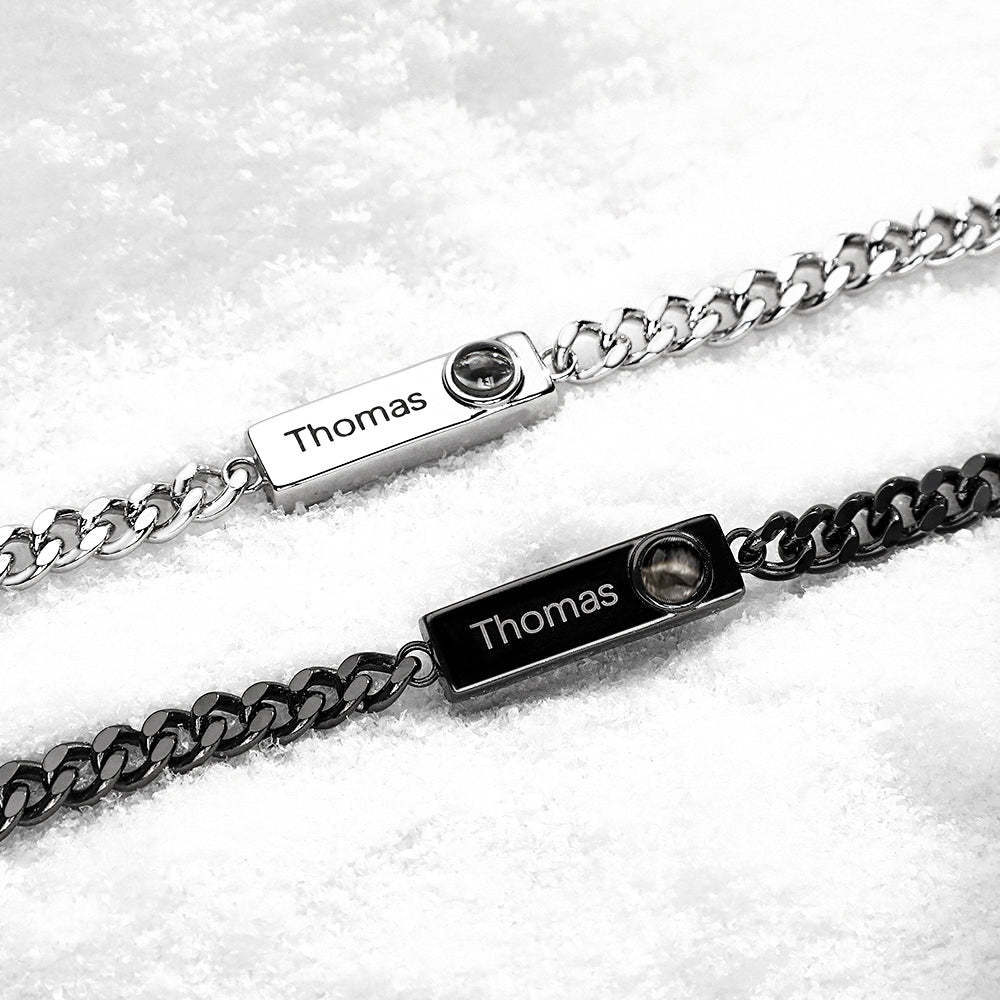 Bracelet De Projection Personnalisé Nom Personnalisé Cadeau Simple Pour Homme - votrecollierprenomfr
