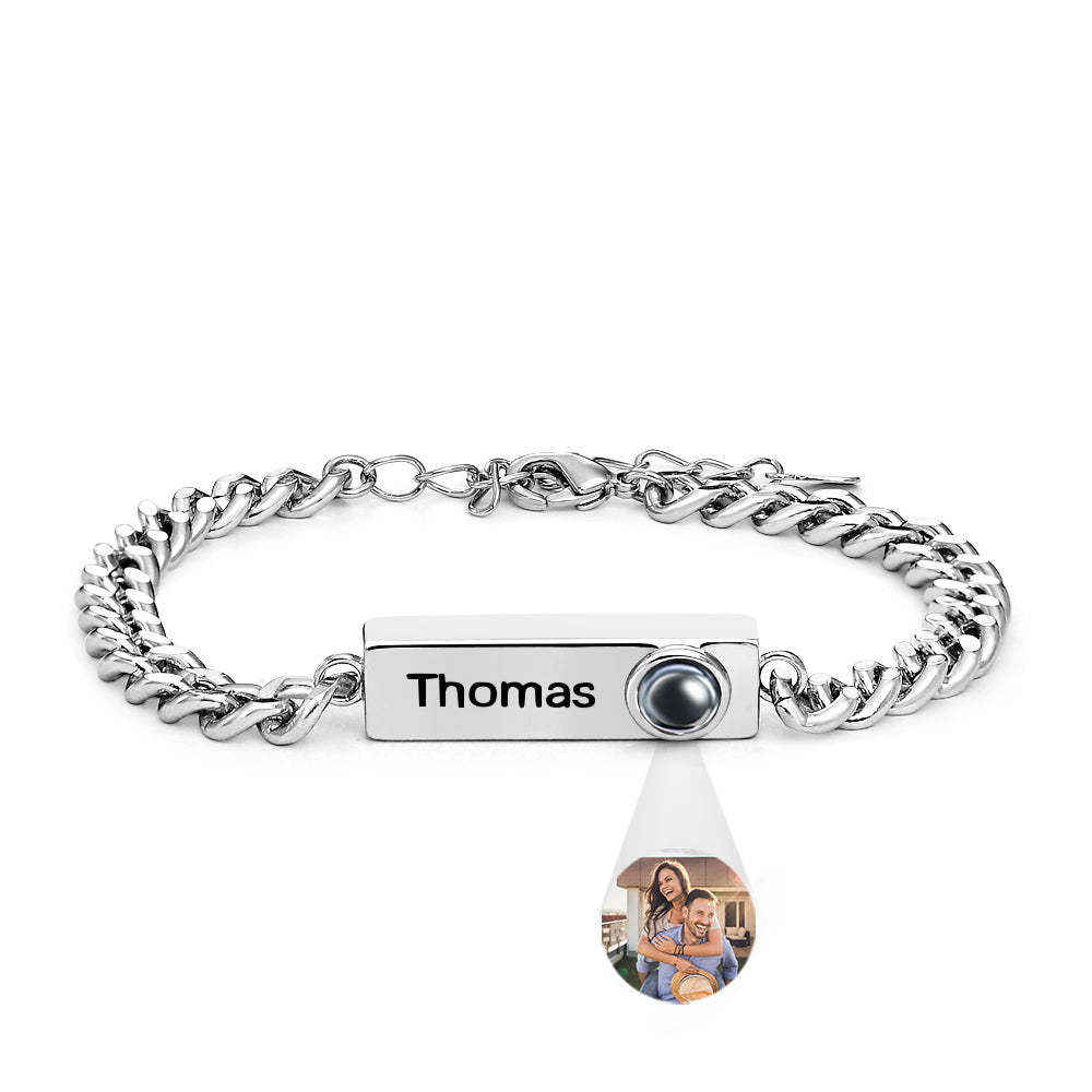 Bracelet De Projection Personnalisé Nom Personnalisé Cadeau Simple Pour Homme - votrecollierprenomfr