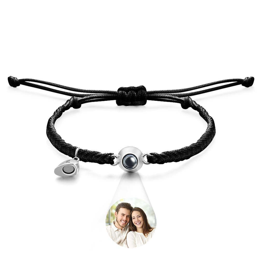 Bracelet De Projection Personnalisé, Lettre Personnalisée, Cœur Tissé, Cadeau De Couple Magnétique - votrecollierprenomfr