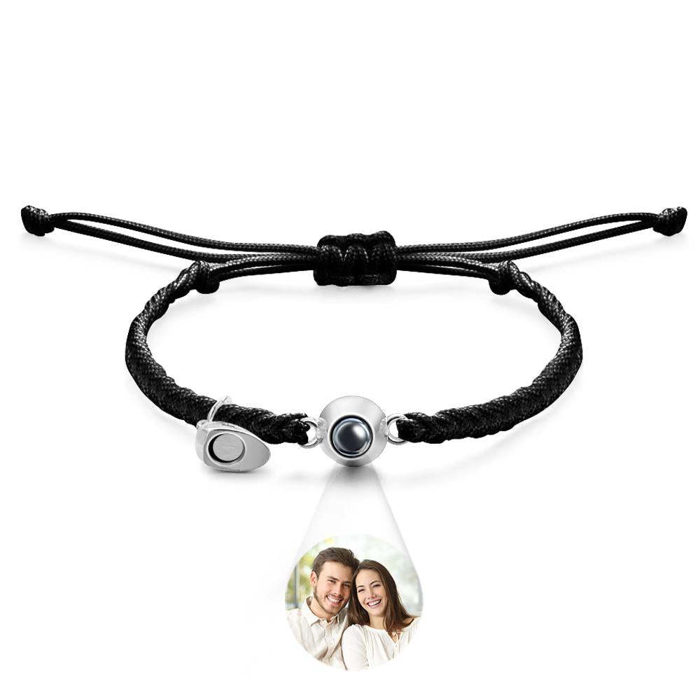 Bracelet De Projection Personnalisé, Lettre Personnalisée, Cœur Tissé, Cadeau De Couple Magnétique - votrecollierprenomfr