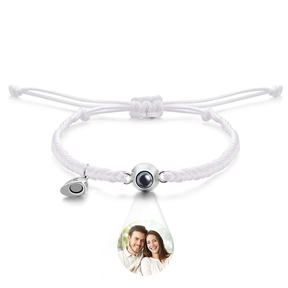 Bracelet De Projection Personnalisé, Lettre Personnalisée, Cœur Tissé, Cadeau De Couple Magnétique - votrecollierprenomfr