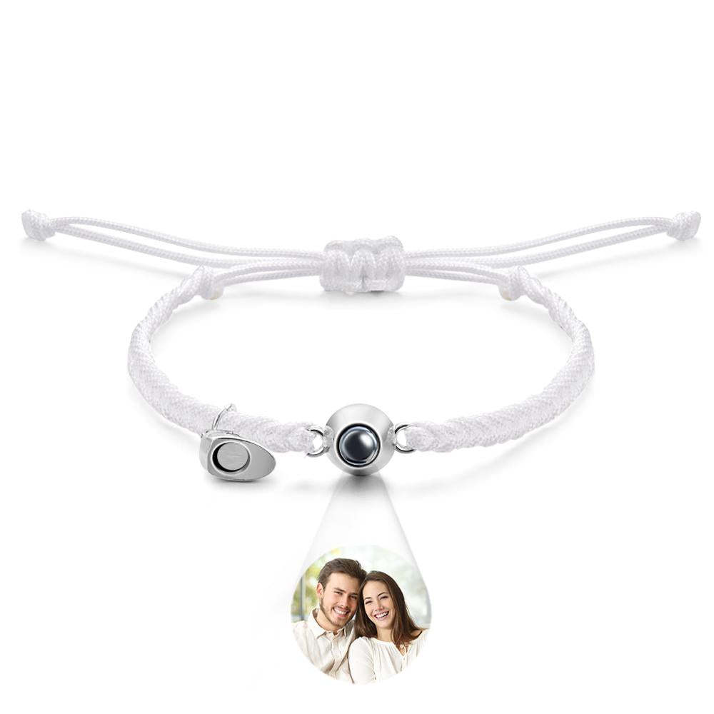 Bracelet De Projection Personnalisé, Lettre Personnalisée, Cœur Tissé, Cadeau De Couple Magnétique - votrecollierprenomfr