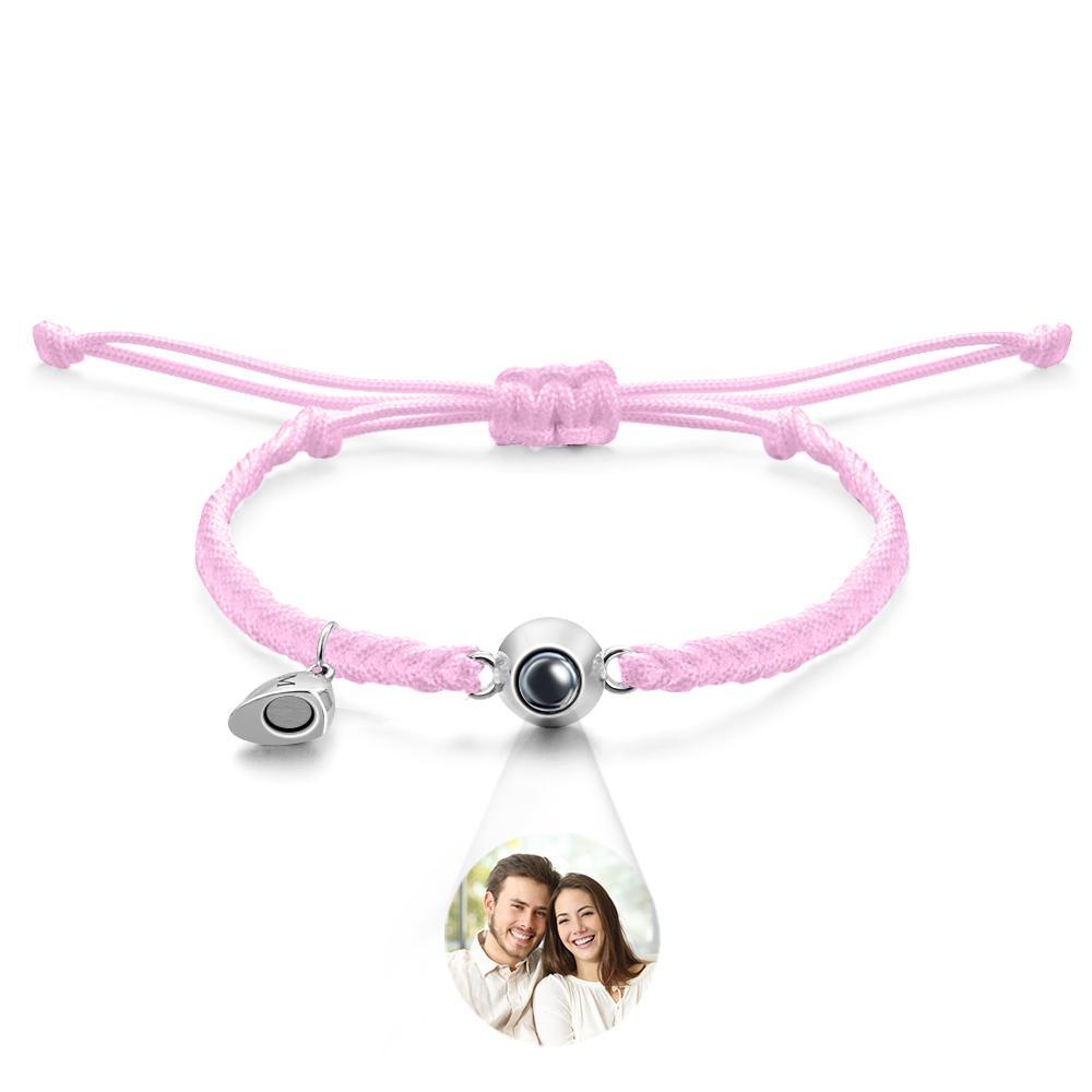 Bracelet De Projection Personnalisé, Lettre Personnalisée, Cœur Tissé, Cadeau De Couple Magnétique - votrecollierprenomfr