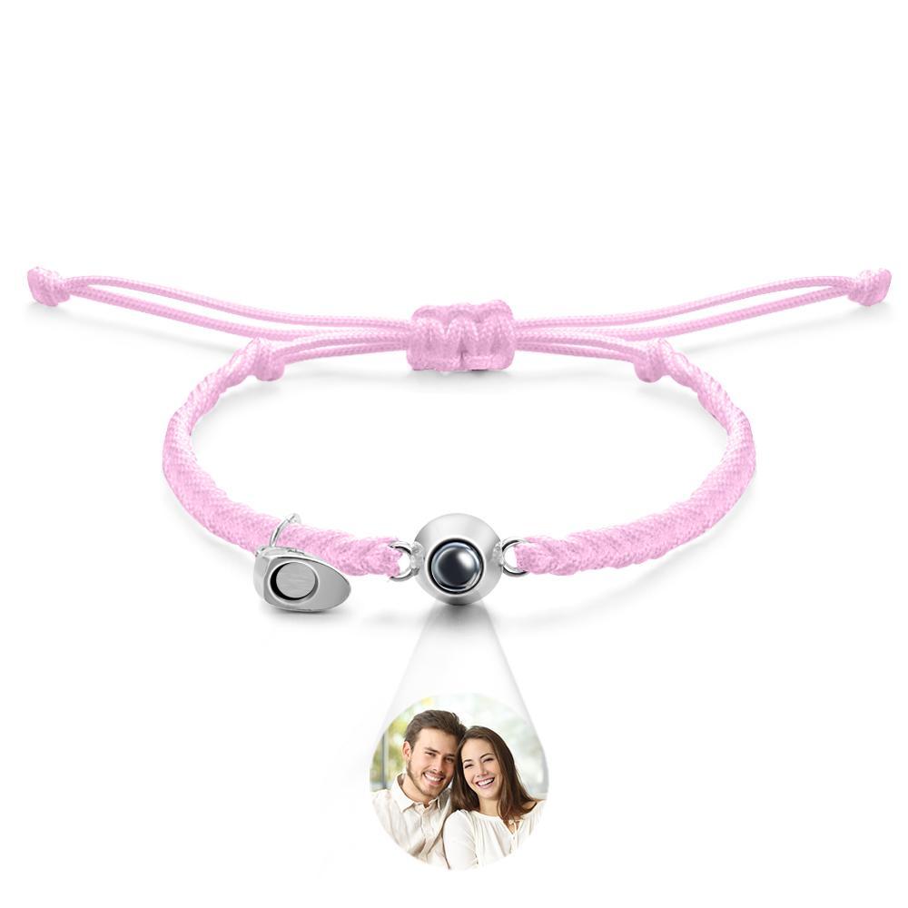 Bracelet De Projection Personnalisé, Lettre Personnalisée, Cœur Tissé, Cadeau De Couple Magnétique - votrecollierprenomfr