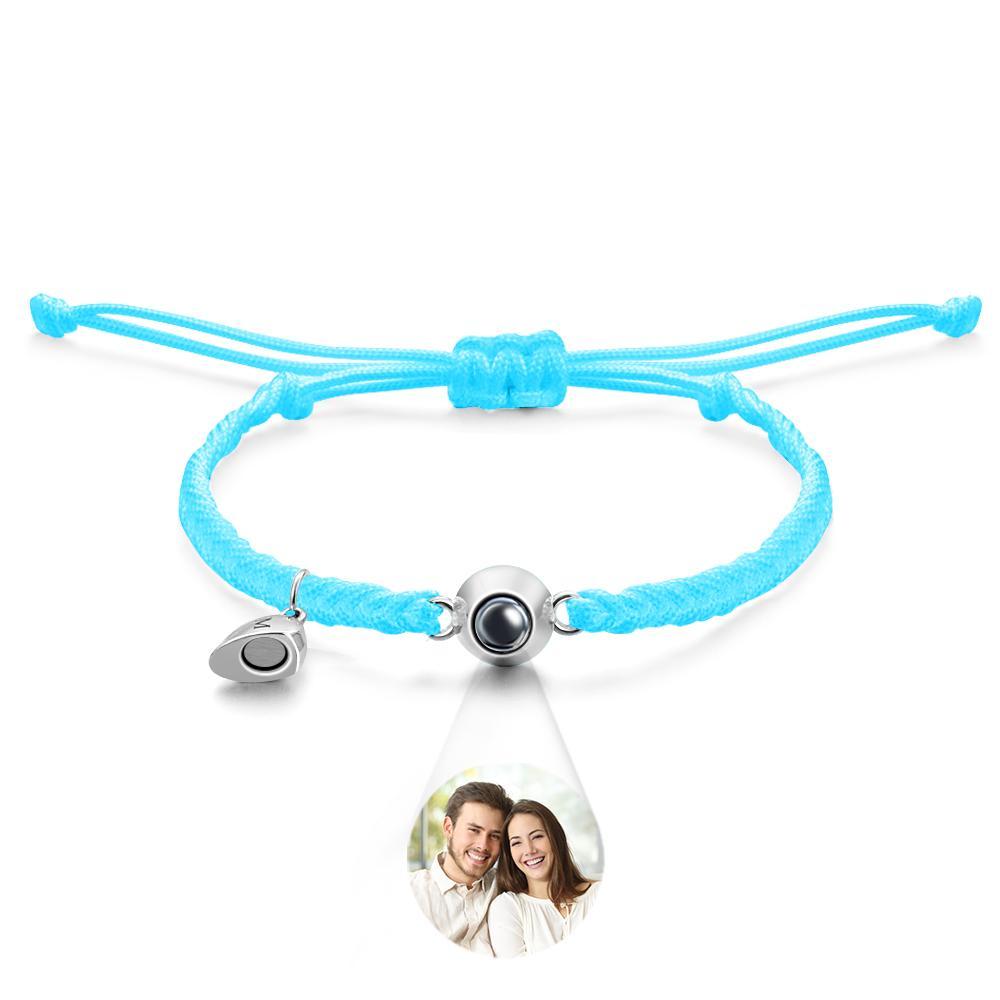 Bracelet De Projection Personnalisé, Lettre Personnalisée, Cœur Tissé, Cadeau De Couple Magnétique - votrecollierprenomfr