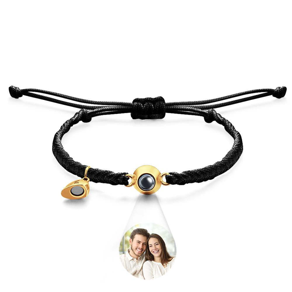 Bracelet De Projection Personnalisé, Lettre Personnalisée, Cœur Tissé, Cadeau De Couple Magnétique - votrecollierprenomfr