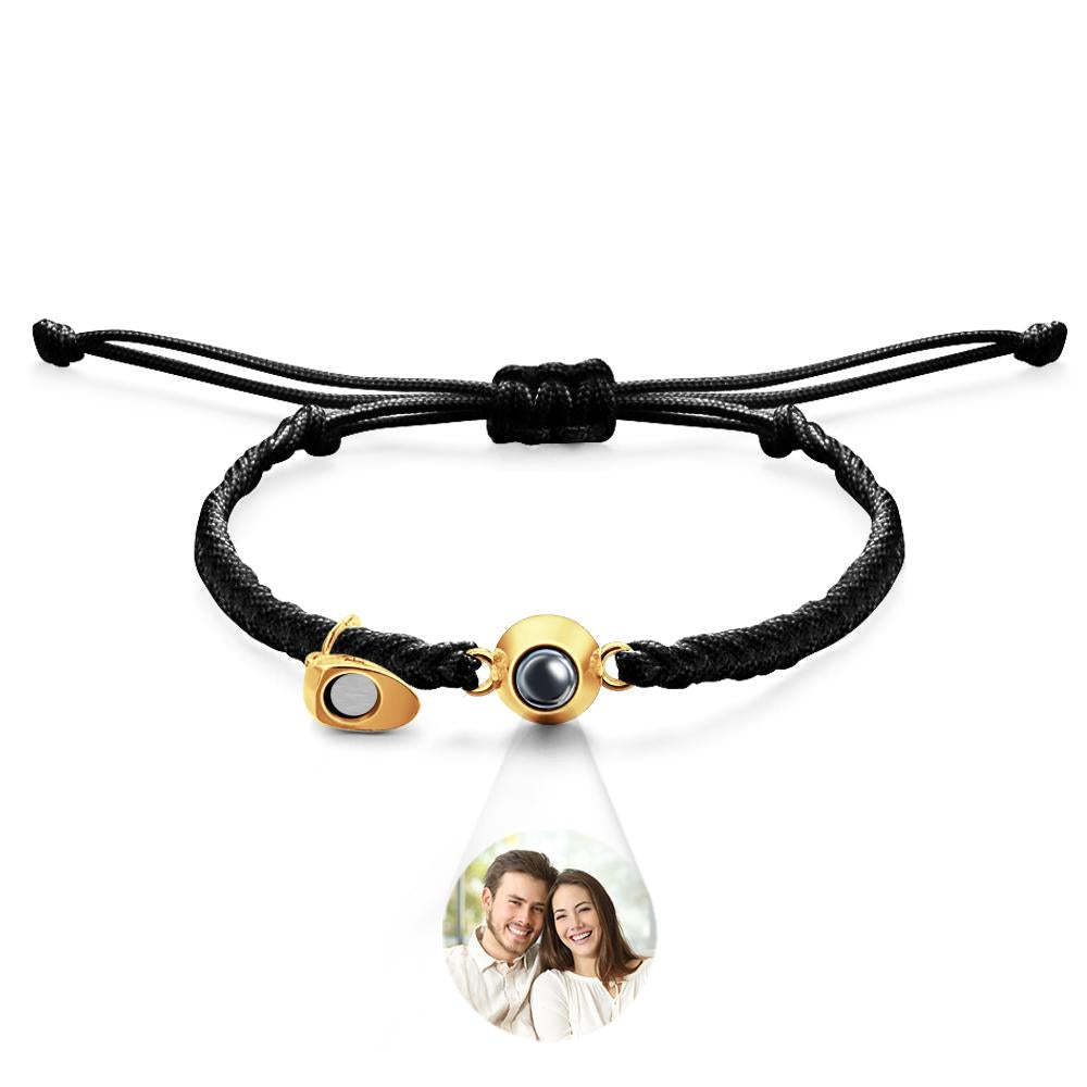 Bracelet De Projection Personnalisé, Lettre Personnalisée, Cœur Tissé, Cadeau De Couple Magnétique - votrecollierprenomfr
