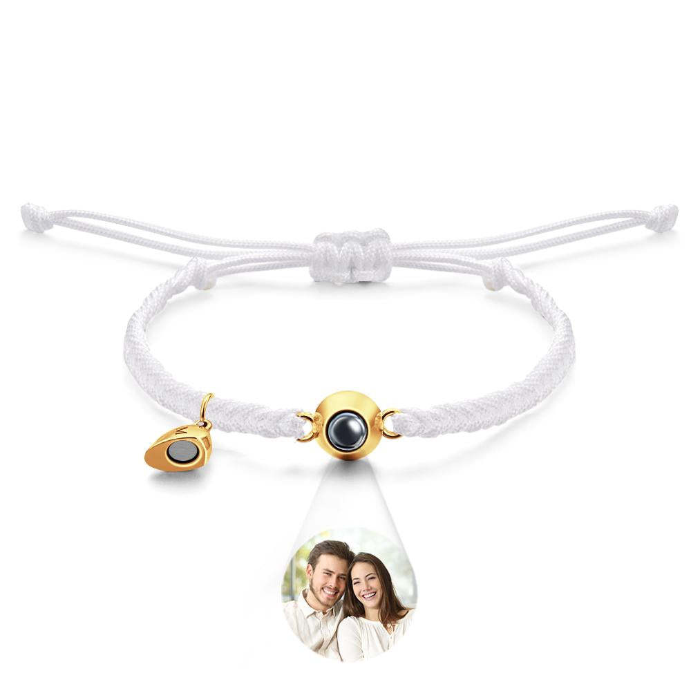 Bracelet De Projection Personnalisé, Lettre Personnalisée, Cœur Tissé, Cadeau De Couple Magnétique - votrecollierprenomfr