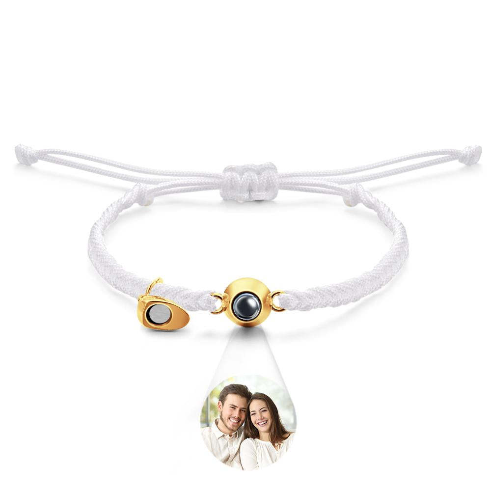 Bracelet De Projection Personnalisé, Lettre Personnalisée, Cœur Tissé, Cadeau De Couple Magnétique - votrecollierprenomfr