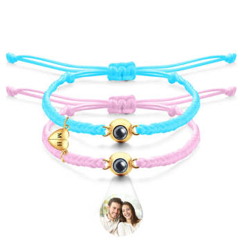 Bracelet De Projection Personnalisé, Lettre Personnalisée, Cœur Tissé, Cadeau De Couple Magnétique - votrecollierprenomfr
