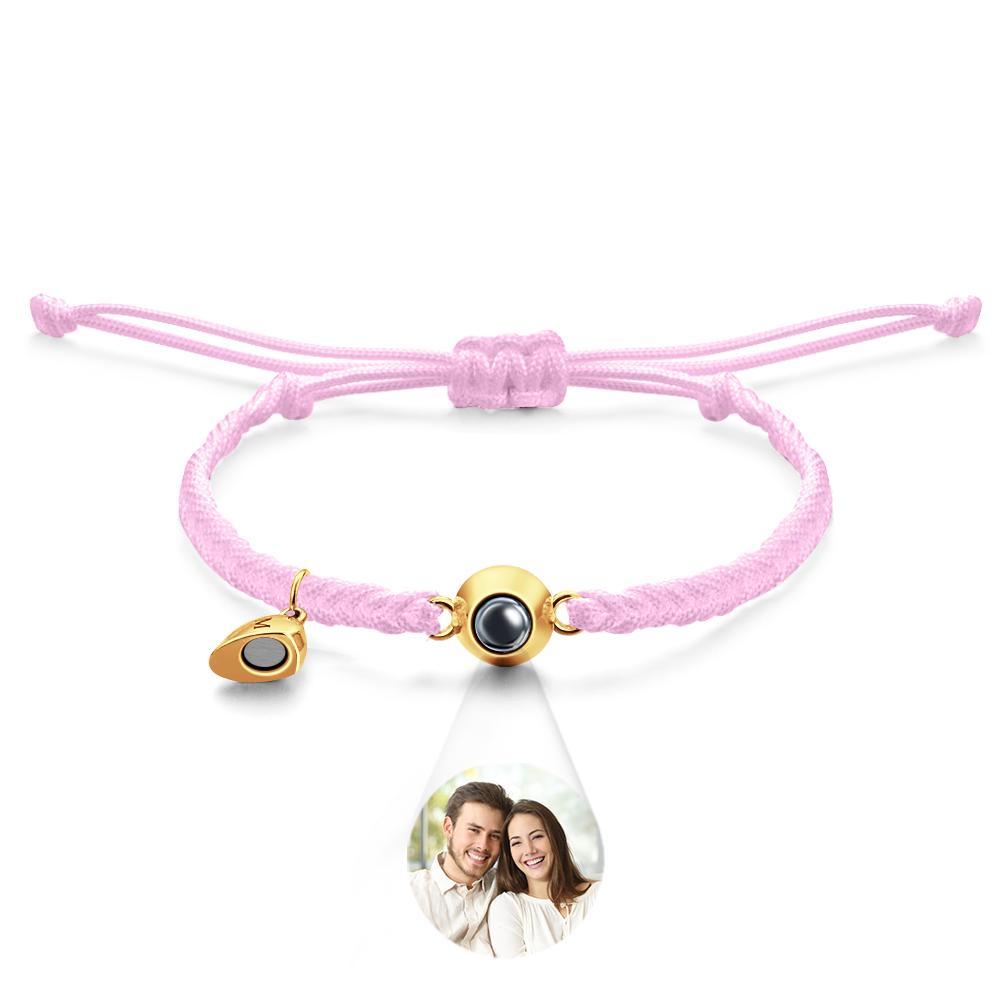 Bracelet De Projection Personnalisé, Lettre Personnalisée, Cœur Tissé, Cadeau De Couple Magnétique - votrecollierprenomfr